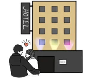 ホテルへチェックインする様子